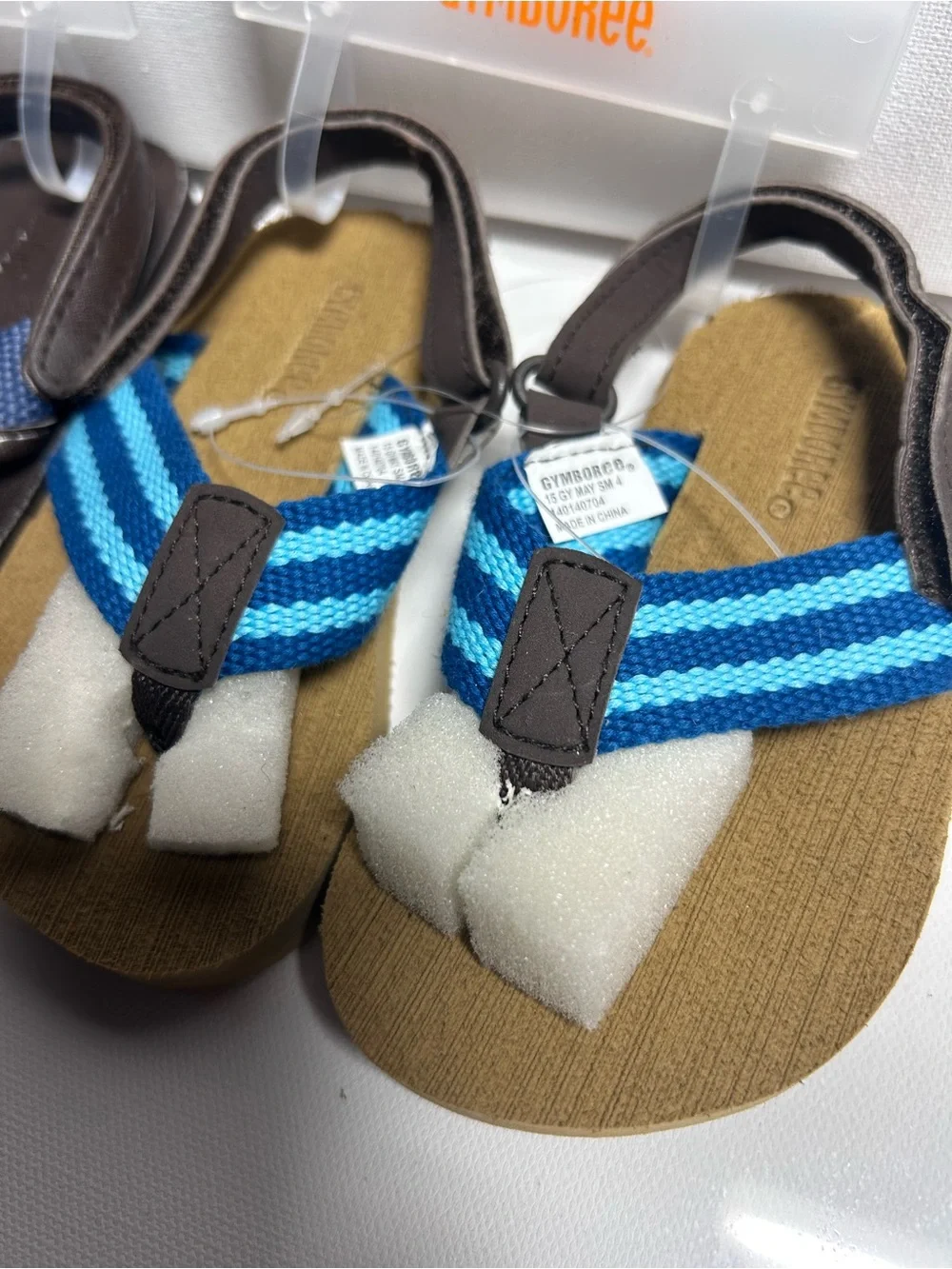 2 Pairs Lot Gymboree Boy’s Fabric Flip Flop Sandals size 5/6 Blue Brown